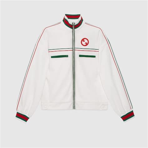 Gucci Giacca in jersey tecnico con zip e nastro Web